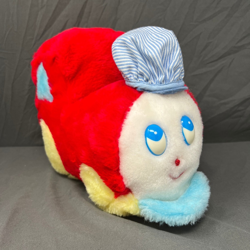 Eden Chime Train Plush 10 Inch Red Blue Yellow Striped Hat Vintage 1980s